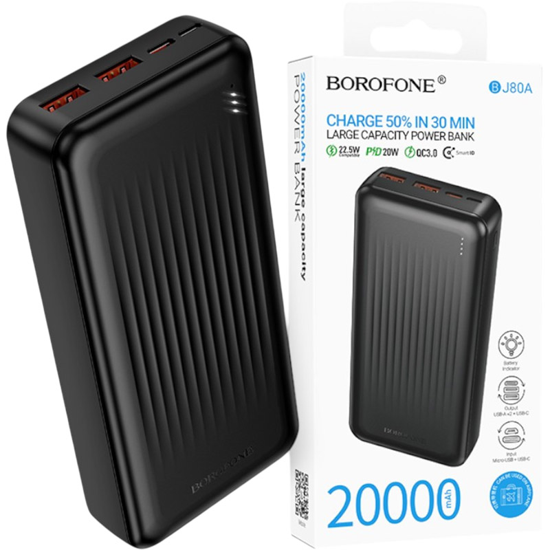 Фото Powerbank BOROFONE 20000mAh BJ80A Clever PD20W + QC22.5W Black (714789)