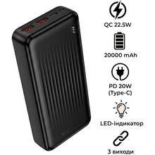 Powerbank BOROFONE 20000mAh BJ80A Clever PD20W + QC22.5W Black (714789)