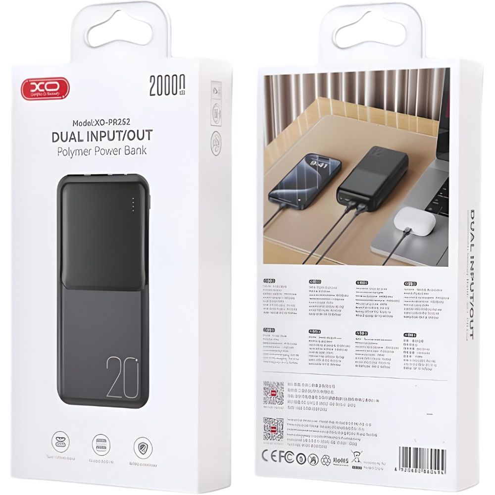 Фото Powerbank XO PR252 Lighted Mobile Power 20000mAh Black (714804)
