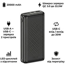 Powerbank XO PB309 20000 mAh Black (714796)