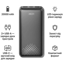 Powerbank XO PB313 Light Display 20000 mAh Black (714798)