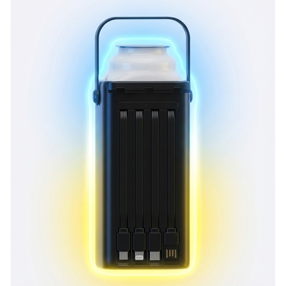 Внешний вид Powerbank XO PR286 50000mAh Four Built-in Cables + LED Display & Flashlight Black (714810)