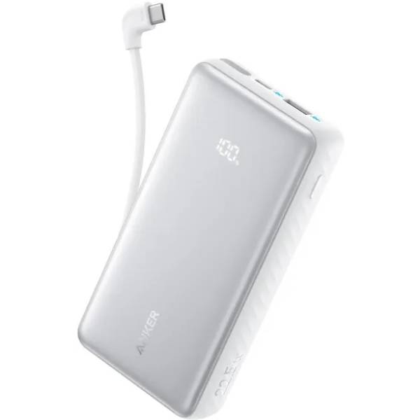 Powerbank ANKER Built-In 10000 mAh 22.5W USB-C Cable White (A110DH21)