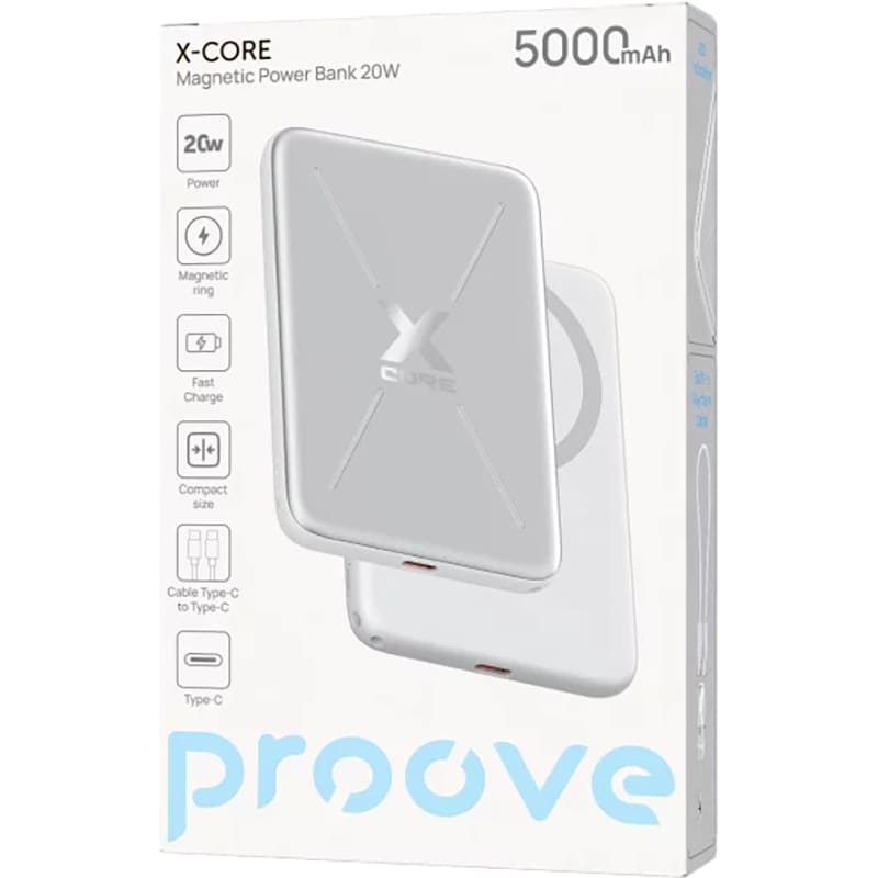 Замовити Powerbank PROOVE Proove X-Core 5000mAh 20W Silver/White (PNXC20010006)