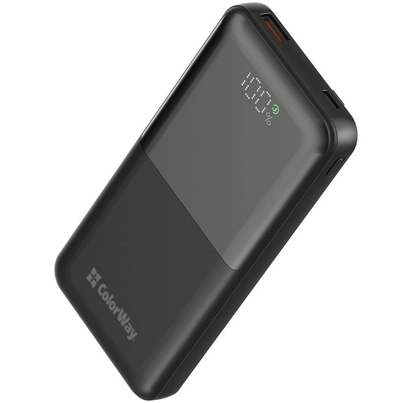 Powerbank COLORWAY 10000 mAh LCD USB QC3.0 + USB-C PD22.5W Black (CW-PB100LPB3BK-PDD) Торгова марка COLORWAY