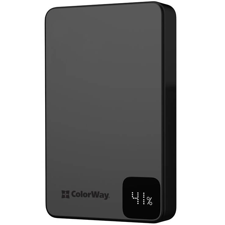 Powerbank COLORWAY 10000 mAh 15W MagSafe (USB-C PD 20W) Black Тип акумулятора Li-Pol