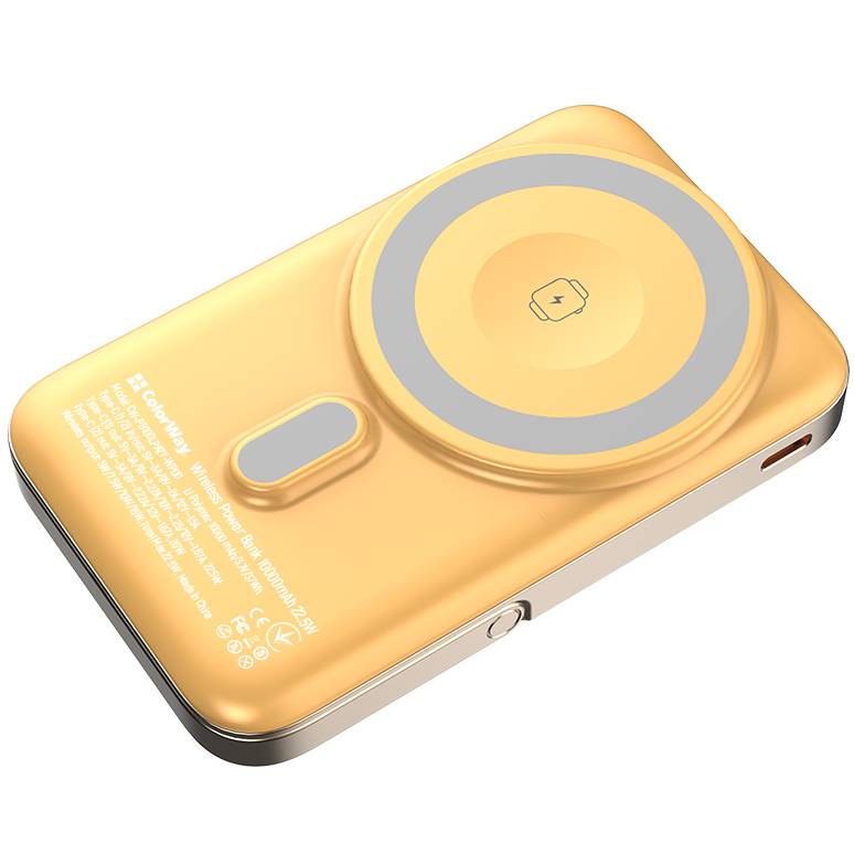 Powerbank COLORWAY 10000 mAh 15W MagSafe & Watch Wireless Amber USB-C PD 22.5W (CW-PB100LPA2Y-WPDD) Торгова марка COLORWAY