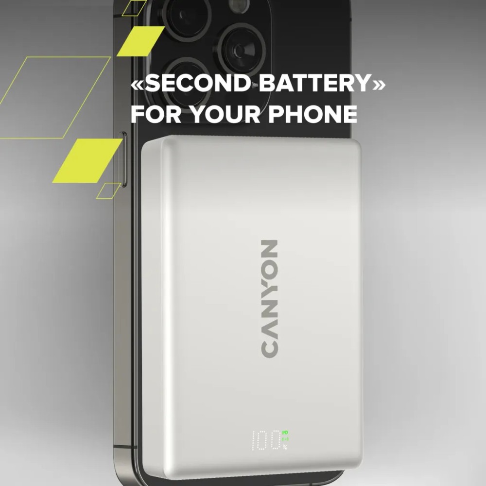 В Фокстрот Powerbank CANYON 10000mAh OnPower 511 magnetic Aluminium Interstellar Black (CNS-CPB511B)