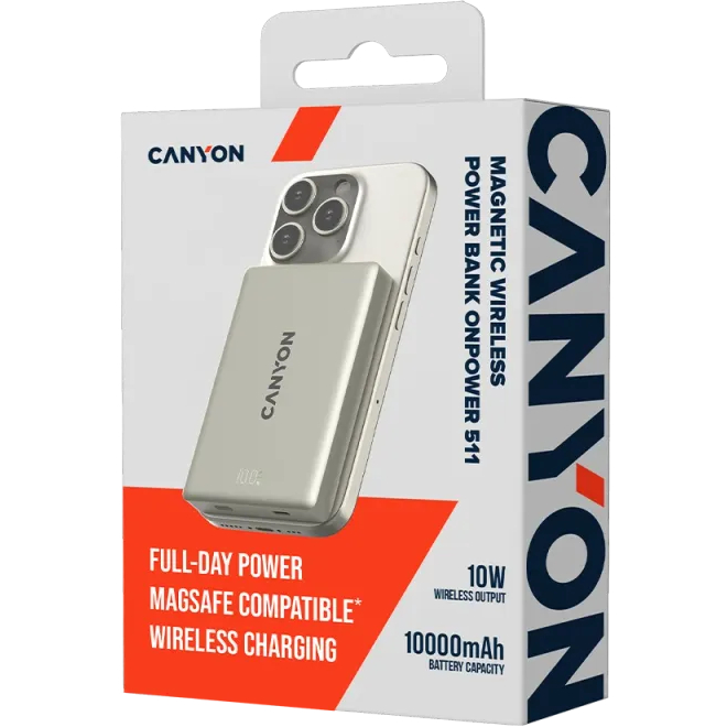 Powerbank CANYON 10000mAh OnPower 511 magnetic Aluminium Star Grey (CNS-CPB511G) Входной разъем USB Type-C