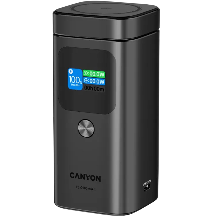 Powerbank CANYON 15000mAh OnPower 150 Qi2 magnetic 100W Aluminium Dark grey (CNS-CPB150DG) Торговая марка CANYON