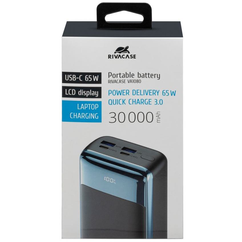 В Україні Powerbank RIVACASE VA1080 30000mA 65W QC+PD Black