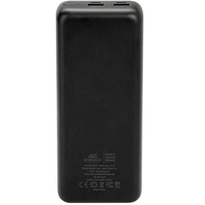 Powerbank RIVACASE VA1080 30000mA 65W QC+PD Black Ємність 30000