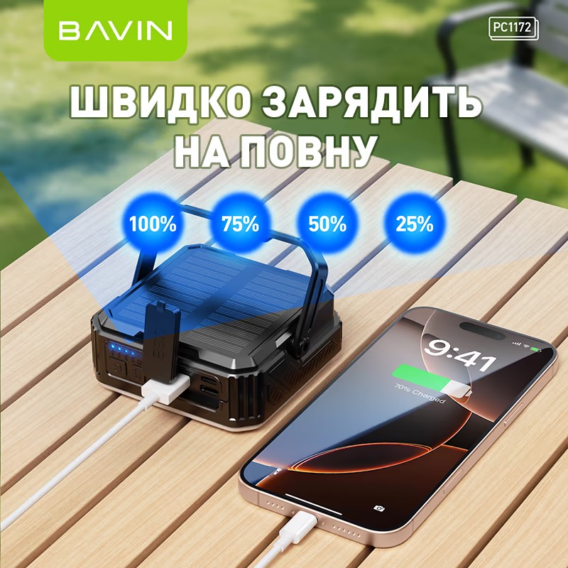 Покупка Powerbank BAVIN PC1172 SOLAR Led Lights 10000 mAh Black (Y-PC1172 BK)