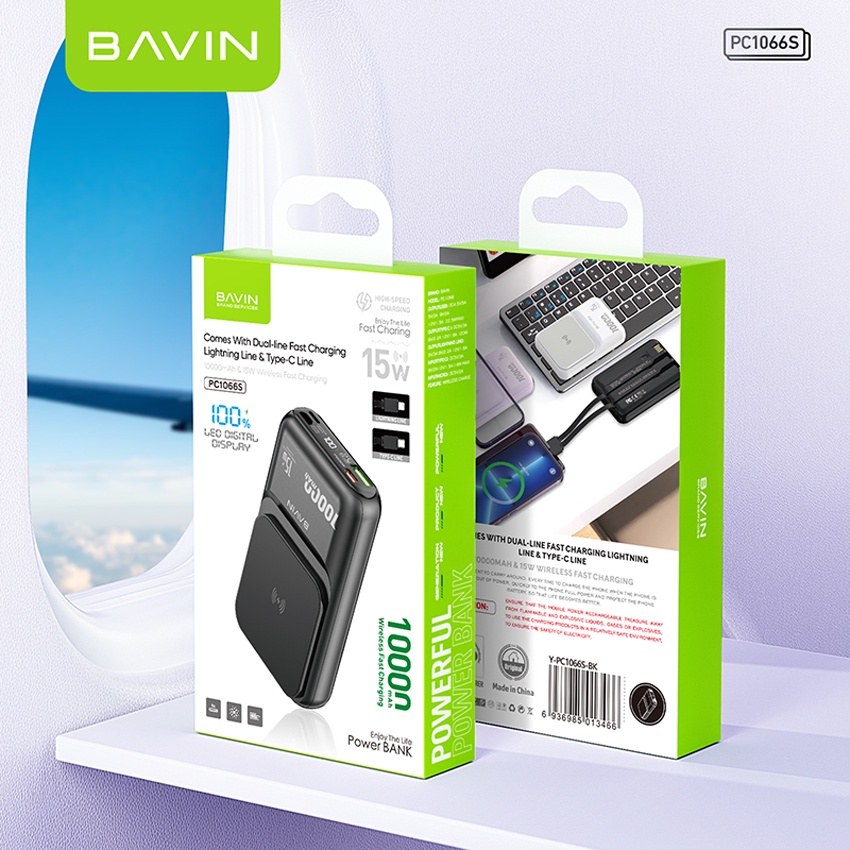 Замовити Powerbank BAVIN PC1066S Wireless 10000 mAh Black (Y-PC1066S-BK)