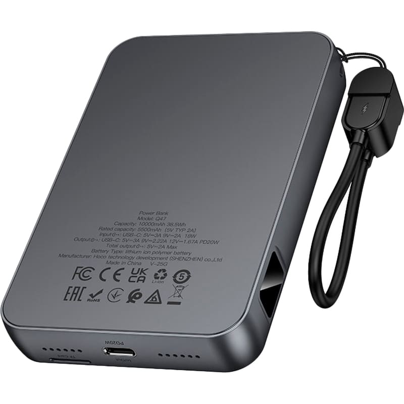 Powerbank HOCO Q47 Shine 10000mAh PD20W + Game Console Black (714896) Тип аккумулятора Li-Pol