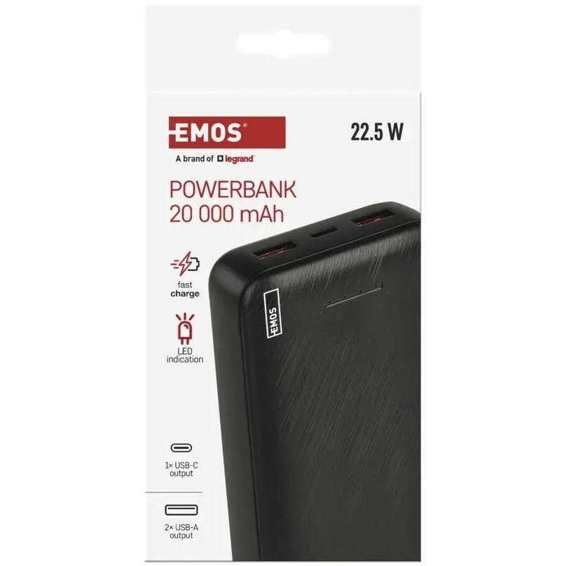 Фото 14 Powerbank EMOS 20000mAh AlphaQ3 22,5W PD20W black (B0572B)
