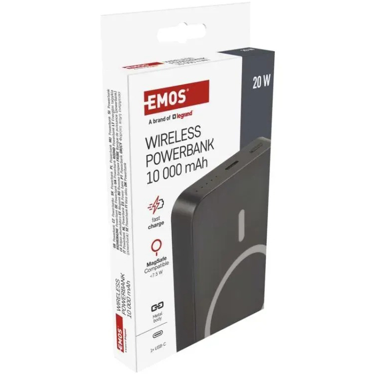 Фото 18 Powerbank EMOS 10000mAh EMOS WI1046 20W PD20W grey (B0551GY)