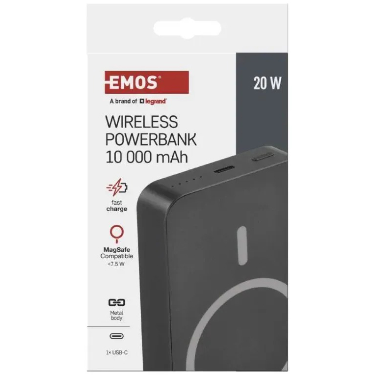 Фото 17 Powerbank EMOS 10000mAh EMOS WI1046 20W PD20W grey (B0551GY)