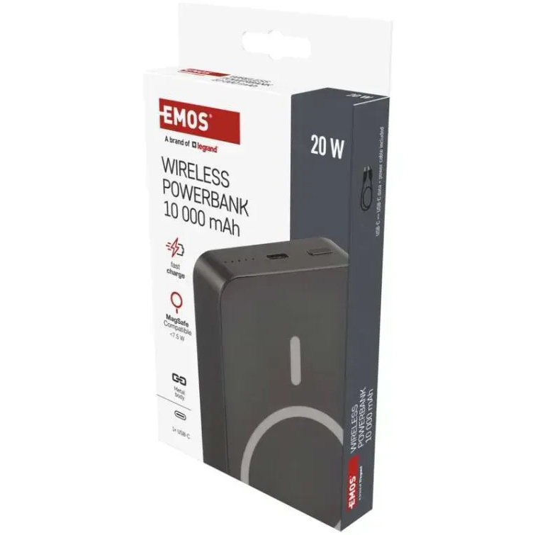 Фото 16 Powerbank EMOS 10000mAh EMOS WI1046 20W PD20W grey (B0551GY)
