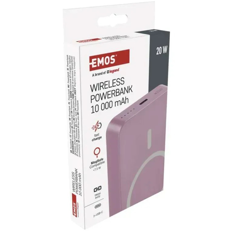 Фото 18 Powerbank EMOS 10000mAh WI1046 20W PD20W pink (B0551S)