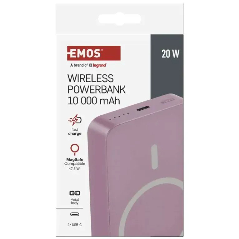 Фото 17 Powerbank EMOS 10000mAh WI1046 20W PD20W pink (B0551S)