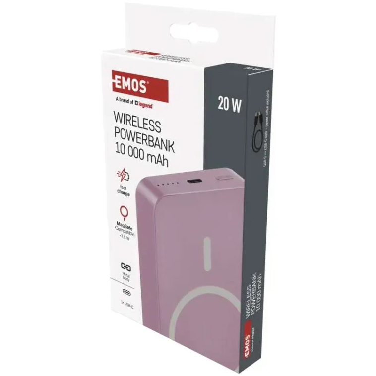 Фото 16 Powerbank EMOS 10000mAh WI1046 20W PD20W pink (B0551S)