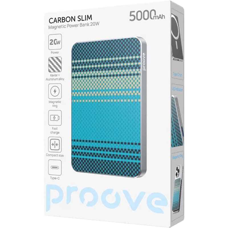 Powerbank PROOVE Carbon Slim 5000mAh 20W Nightfall (PBCS20010051) Входной разъем USB Type-C