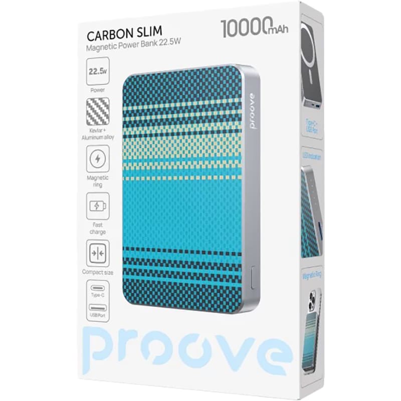 Внешний вид Powerbank PROOVE Carbon Slim 10000mAh 22.5W Nightfall (PBCS22110051)