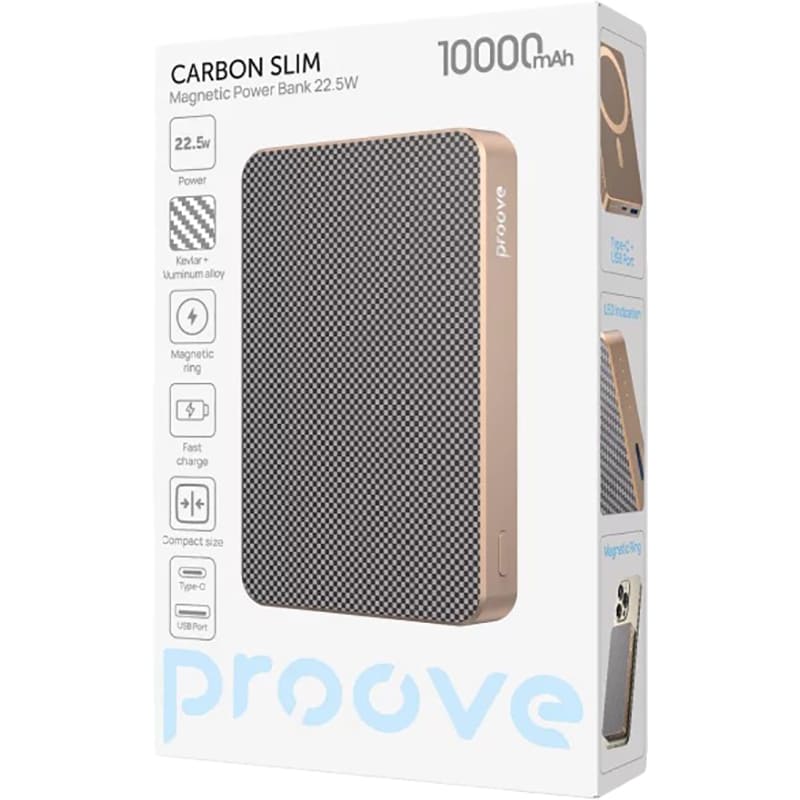 Внешний вид Powerbank PROOVE Carbon Slim 10000mAh 22.5W Sunflare (PBCS22110050)