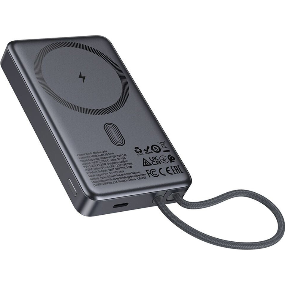 Powerbank HOCO Q44 Origen Dual PD20W Magnetic 10000mAh Metal Gray (714983) Тип акумулятора Li-Pol