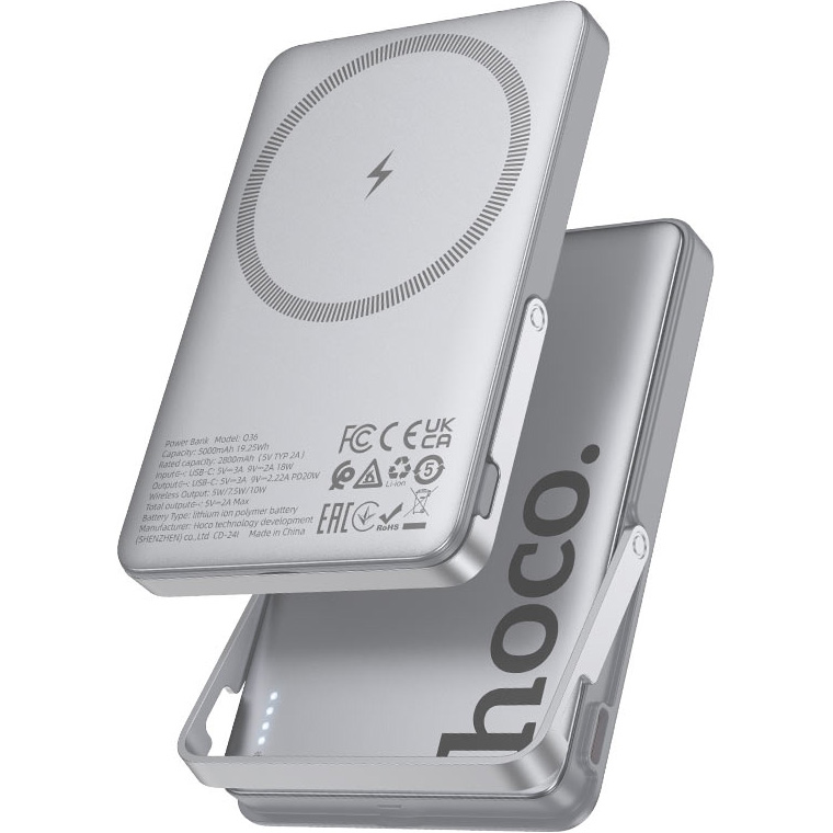 Powerbank HOCO Q36 Sunlight 5000mAh PD20W Magnetic Metal Grey (714986) Емкость 5000