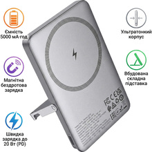 Powerbank HOCO Q36 Sunlight 5000mAh PD20W Magnetic Metal Grey (714986)