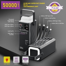 Powerbank Y-Kryptone GT-56 LED LAMP 50000 mAh QC3.0 22.5W Super Fast Charge Black (YK-GT56-B)