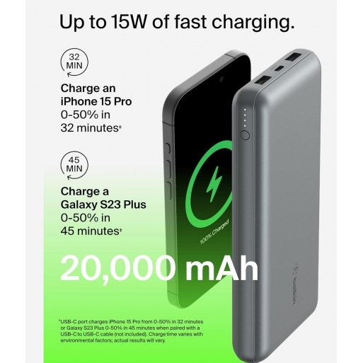 В інтернет магазині Powerbank BELKIN 20000 mAh 15 Вт Gray (BPB012BTGY)