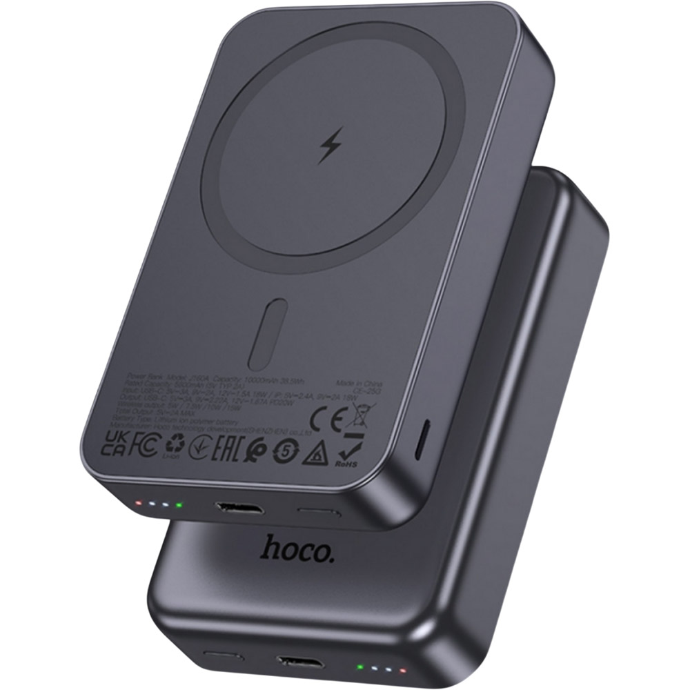 Powerbank HOCO J160A Original 10000mAh PD20W Magnetic (MagSafe compatible) Metal Gray (714992) Емкость 10000