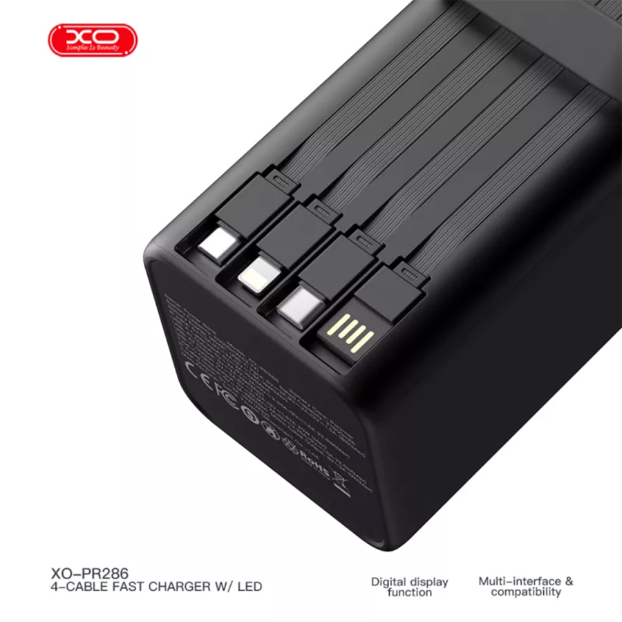 Powerbank XO 50000mAh PR286 20W+22,5W Black (XO-PR286-BK) Емкость 50000