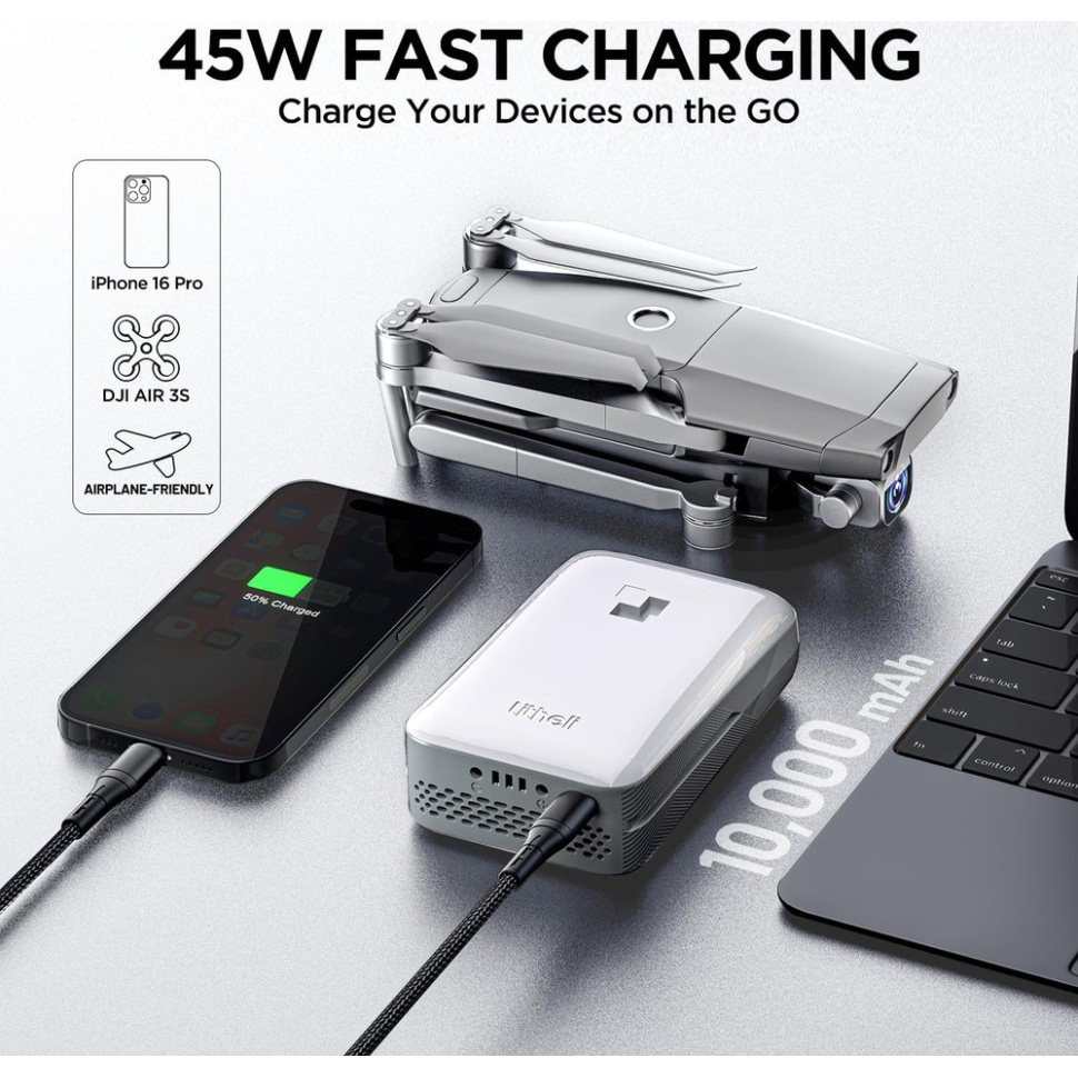 Powerbank LITHELI 10000 mAh SE 45 W 2А Fast Charge (U20BY10-0U000) Тип акумулятора Li-Ion