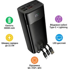 Powerbank HOCO DB89B Element 30000mAh 22.5W Black (715032)