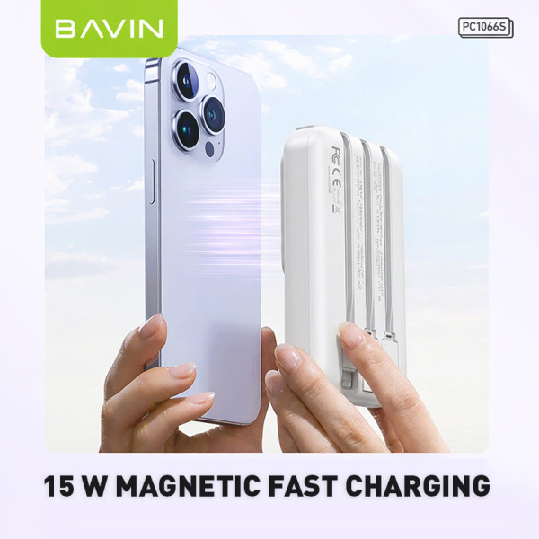 Powerbank BAVIN PC1066S 10000 mAh White (Y-PC1066S-WH) Вхідний роз'єм micro-USB, USB Type-C, Lightning