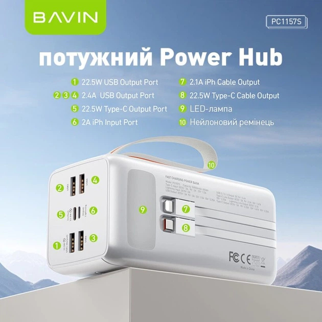 Фото Powerbank BAVIN PC1157S 50000 mAh White (Y-PC1157S-WH)