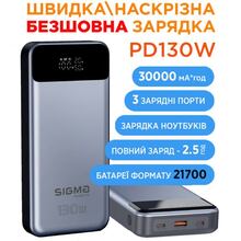 Powerbank SIGMA X-power SI30A7QLX 30000 mah 130W Silver (z4827798479117)