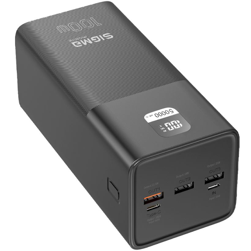 Powerbank SIGMA X-power SI50A6QLX 50000 mah 100W Black (4827798741313) Тип аккумулятора Li-Pol
