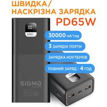 Powerbank SIGMA X-power SI30A6QLX 30000 mah 65W Black (4827798835111)