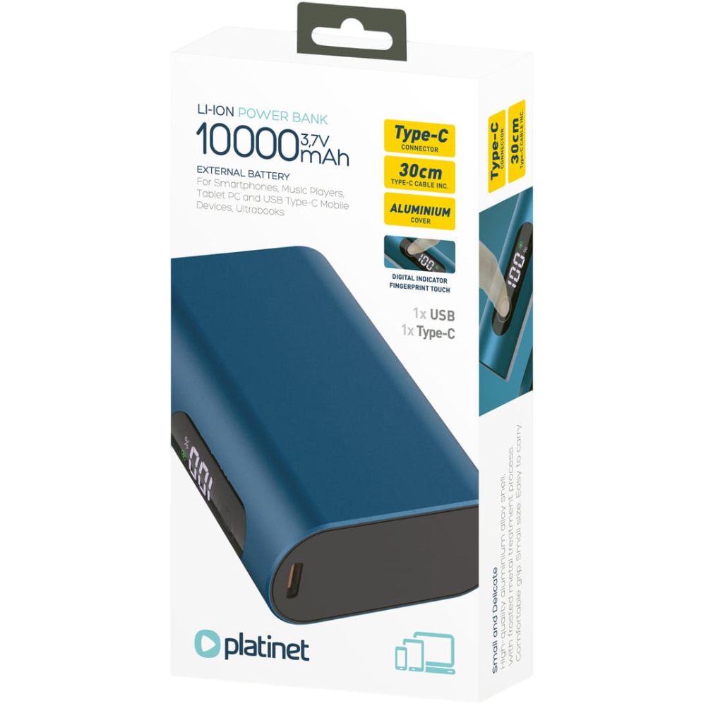 Обзор Powerbank PLATINET 10000 mAh Touch Mini Blue (PMPB742BL)