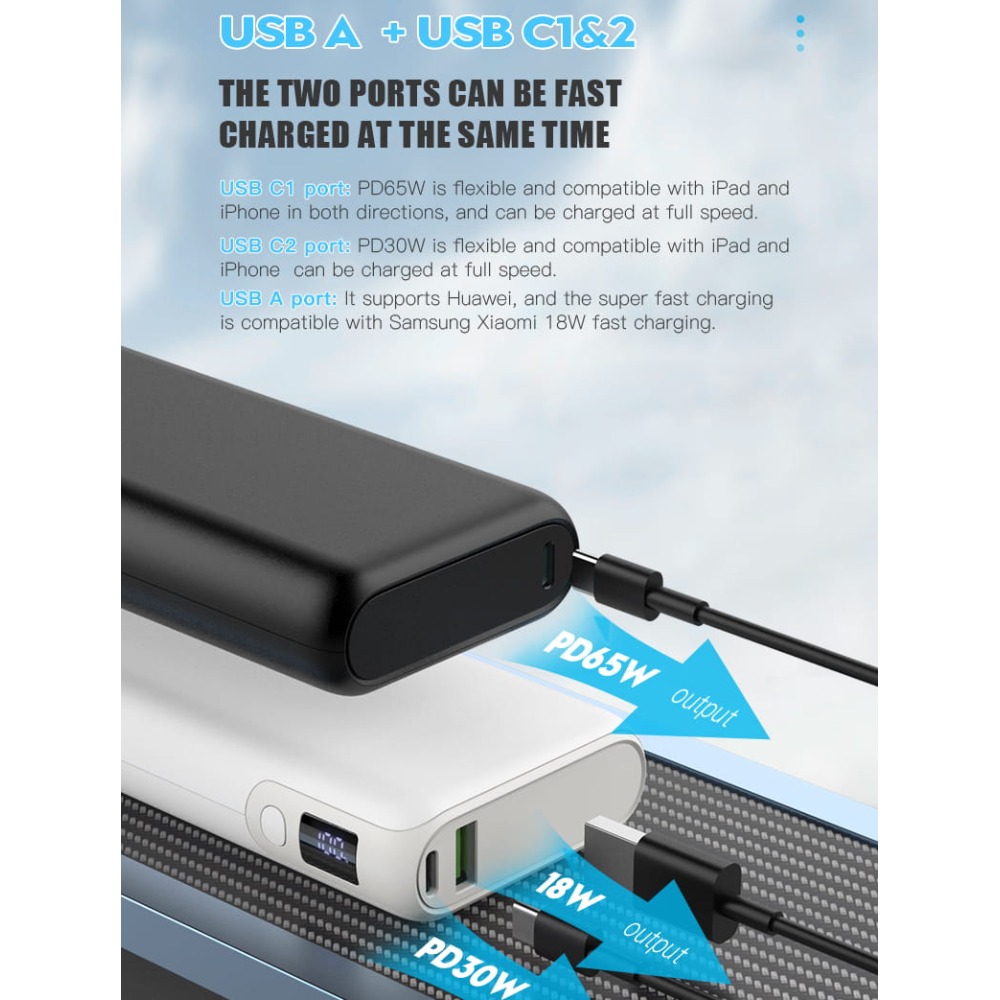 Фото Powerbank PLATINET 20000 mAh Black (PMPB20DL202B)