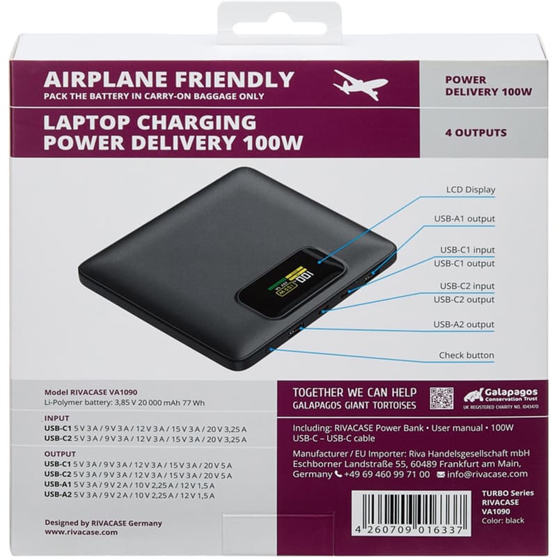 Фото 14 Powerbank RIVACASE RIVAPOWER VA1090 20000mAh 100W Black