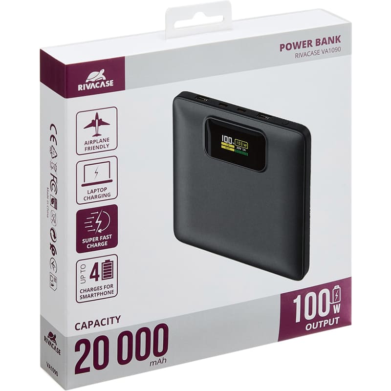 У Фокстрот Powerbank RIVACASE RIVAPOWER VA1090 20000mAh 100W Black