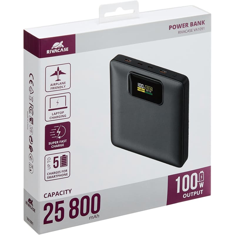 Фото 14 Powerbank RIVACASE RIVAPOWER VA1091 25800mAh 100W Black