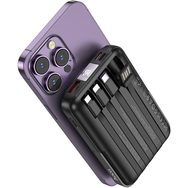 Powerbank HOCO J135 Rico 10000mAh 22.5W Black (715097) Вхідний роз'єм Lightning, USB Type-A, USB Type-C