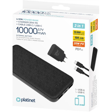 Powerbank PLATINET SET 10000mAh 20W PD CHARGER 1M CABLE BLACK (PMPB10SETB)